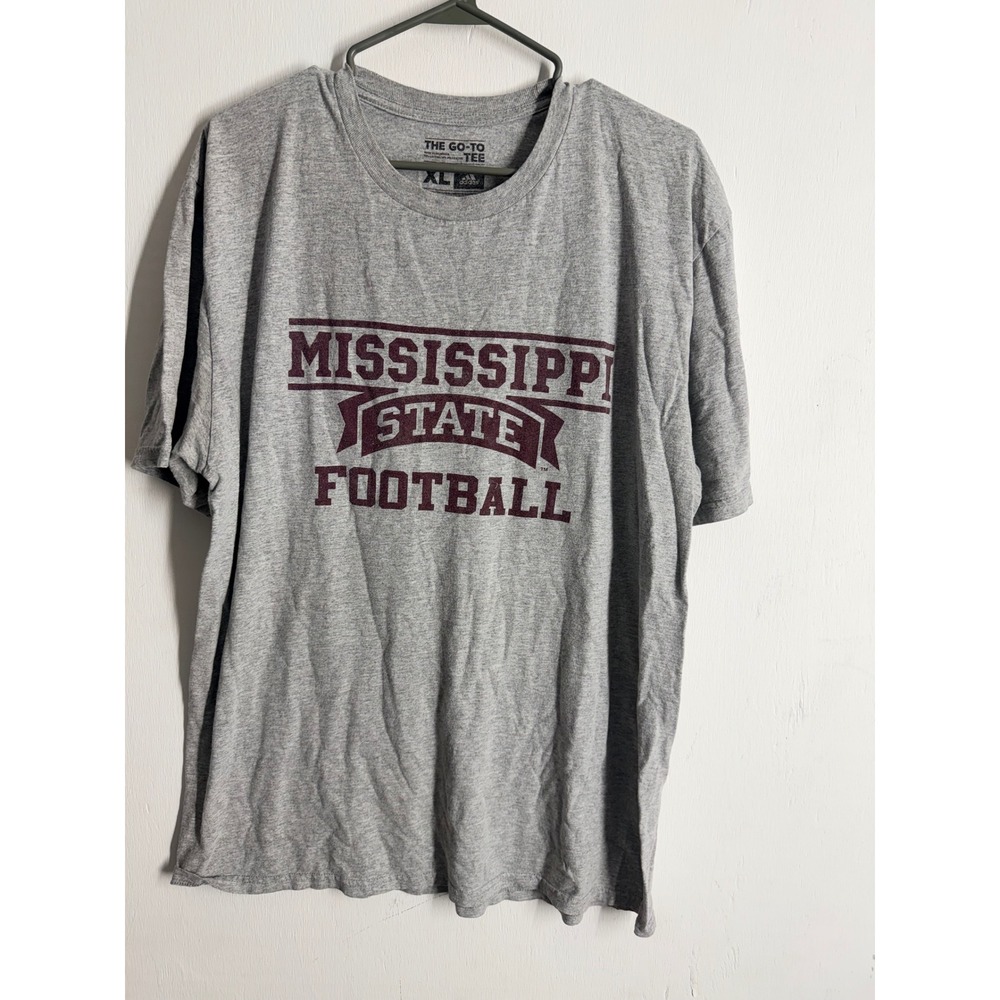 Adidas Mississippi State Football T-Shirt Mens XL Gray Short Sleeve Go-To Tee